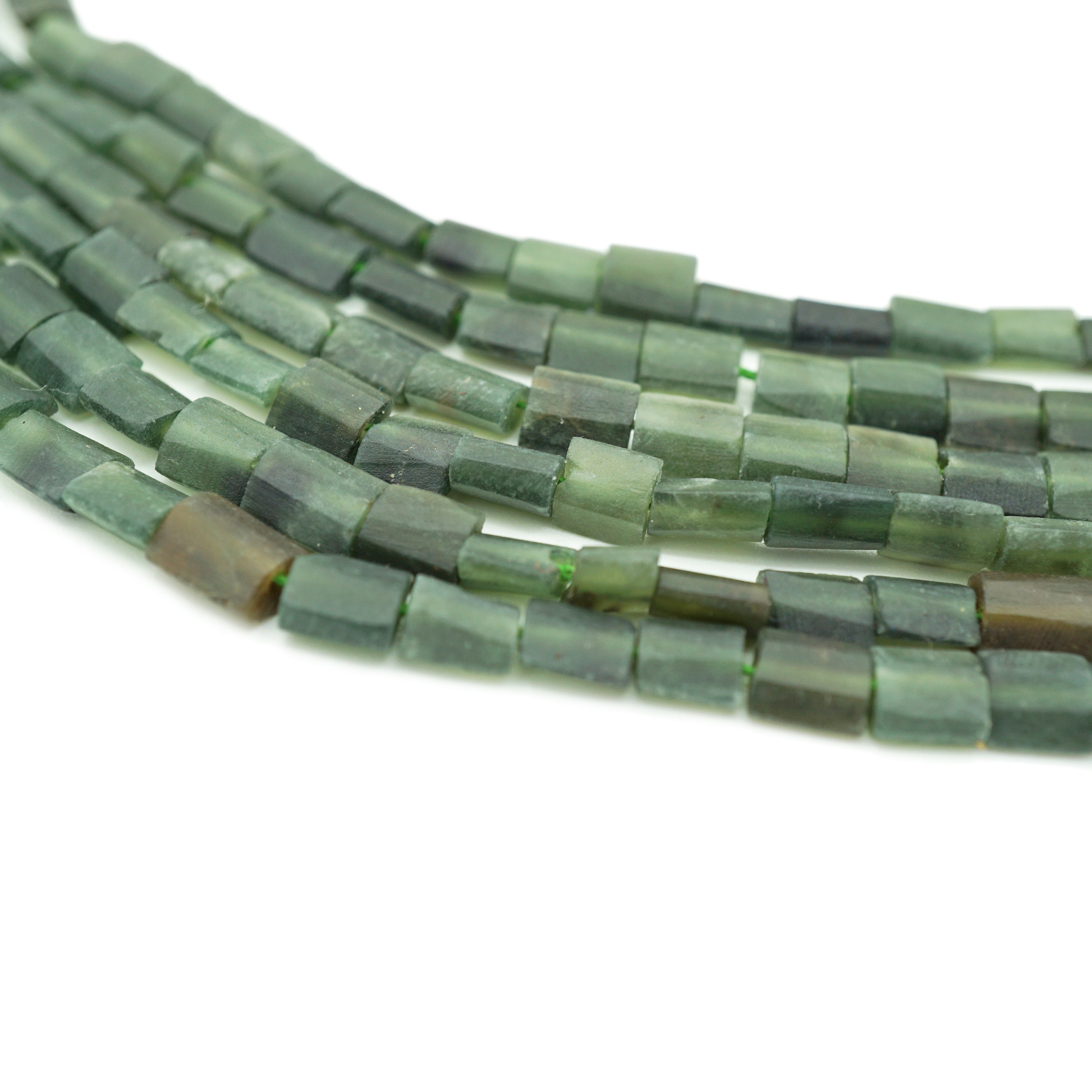 Green Jade Afghani Beads (3-5mm) Rough Hand Cut Square Rustic Dark Green Jade Beads Made in Afghanistan Wholesale (2011F136) Jade