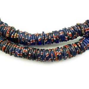 Antique Aja Venetian Chevron Glass African Beads (6-10mm) Large Mixed Old Tribal Glass Rustic Venetian Trade Beads (2571A569) Chevron