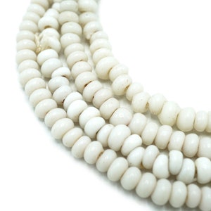 Vintage Small White Venetian African Glass Beads (4-6mm) Aged Handmade Glass - Antique Old African Wholesale Trade Beads (823F415) Rustic