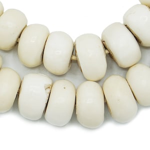 Large Natural White Bone Beads (24mm) - Made in Kenya - Cow Bone - Tribal Boho Traditional Design Statement African Beads (467P110) Bone