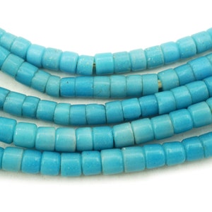Small Vintage Blue Nigerian Goomba Beads (5mm) Tonal Turquoise Blue Antique Old African Wholesale Trade Beads (2332F397) African