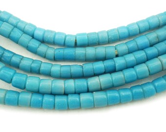 Small Vintage Blue Nigerian Goomba Beads (5mm) Tonal Turquoise Blue Antique Old African Wholesale Trade Beads (2332F397) African