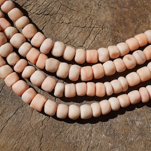 Soft Tonal Light Pink Java Glass Beads (4-6mm) Artisan Made Organic Shaped Round Beads (3112A278) Indonesian
