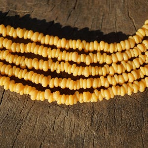 Small Yellow Java Glass Beads (3-4mm) Heishi Artisan Made Spacer Ring Beads (3102A215) Indonesian
