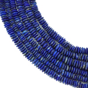 Small Lapis Lazuli Afghan Heishi Beads (3-4mm) Saucer Small Genuine Lapis Gemstone Made in Afghanistan Wholesale (1251P118) Heishi