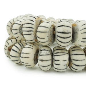 White African Bone Beads (20-24mm) Large Bone Made in Kenya - Handmade Rustic Boho Tribal Melon Design Statement Beads (1530F017) African