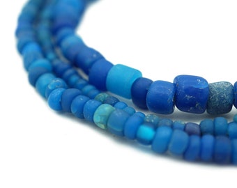 Ancient Excavated Djenne Beads from Mali, Africa - Rare Tonal Blues - Rustic Antique Roman Glass Trade Beads (1258P206) Roman Glass