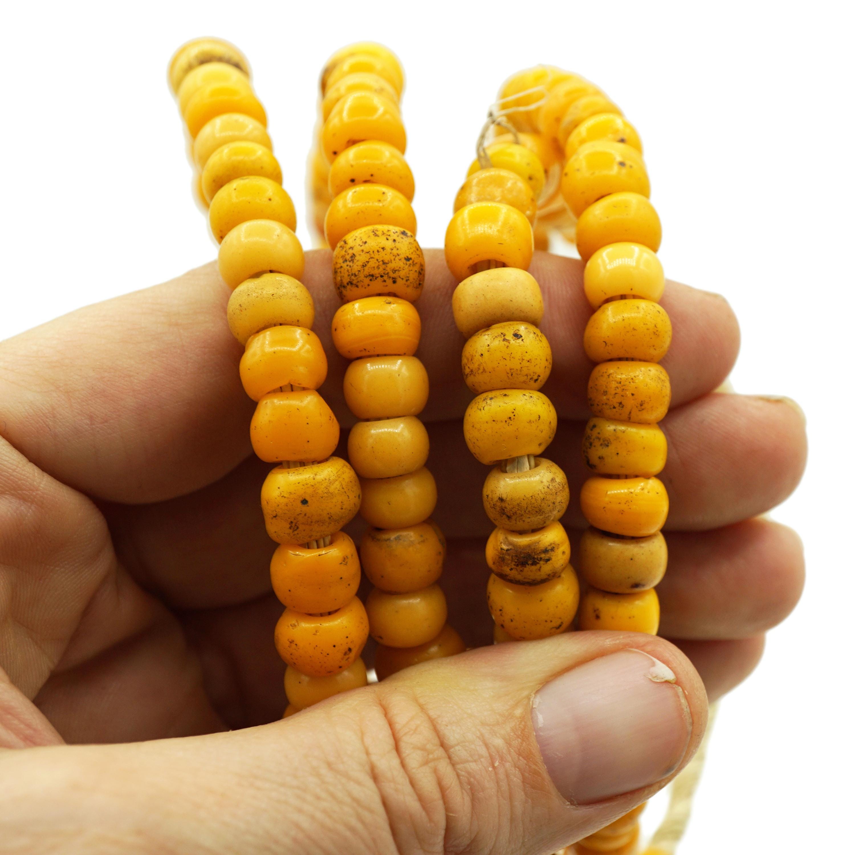 オレンジドイツPadreアフリカ貿易ビーズ（8-9 mm）希少なヴィンテージ