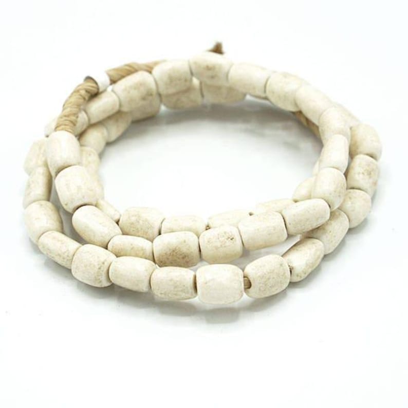 Small Natural White Bone Beads Made In Kenya (9x12mm) African Tribal Beads - Fair Trade Jewelry Making Supplies - Wholesale Beads (153A486) image 1