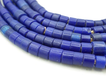 Rare Vintage Blue Nigerian Goomba Beads (7mm) Tonal Dark Indigo Blue Antique Old African Wholesale Trade Beads (2343A597) African