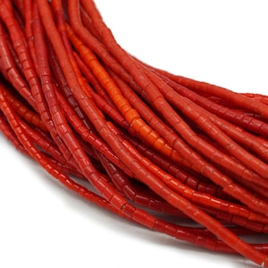 TINY Vintage Red African Glass Cylindrical Beads from Gamiba (2.5-4mm) 1920s Czech - Tribal African Trade Beads - Wholesale (712A510) Red