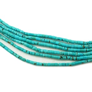 Cuentas Heishi afganas de turquesa muy pequeñas (1 mm) Gema de turquesa azul verdosa auténtica de alta calidad Hecha en Afganistán (2694A051) Rústico