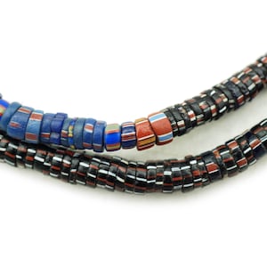 Antique Aja Venetian Chevron Glass African Beads (4-5mm) Mixed Old Tribal Glass Rustic Venetian Trade Beads (2571D569) Chevron