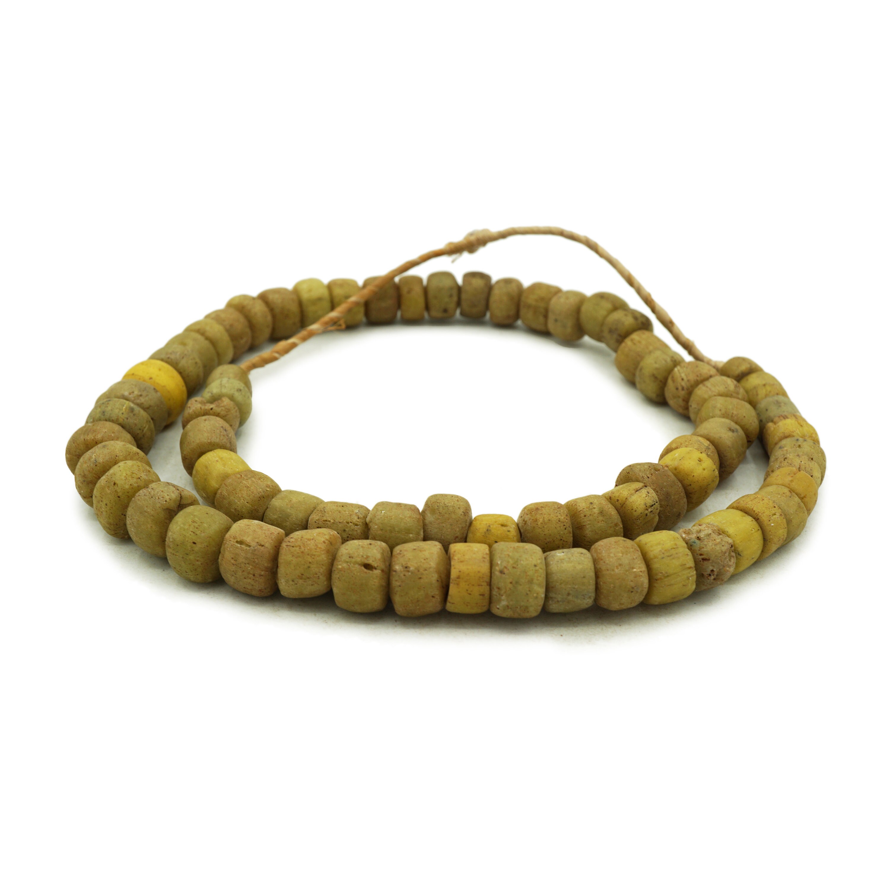 Ancient Excavated Djenne Beads From Mali, Africa (8-10mm) Yellow Ancient Excavated Djenne Beads From Mali, Africa (8-10mm) Yellow