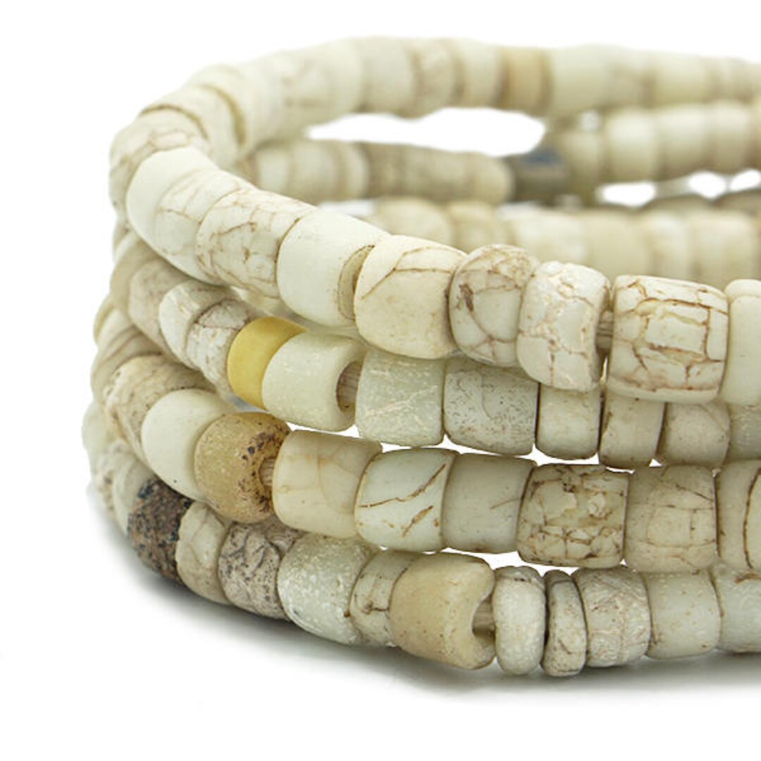 White Venetian green Heart Beads Found in Mali Africa Over 400 Yrs Old ...