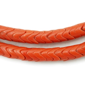 Vintage Red African Snake Beads (6mm) Antique African Glass Trade Tribal Rustic Beads - Vintage Spacer Beads (1872F217) Snake