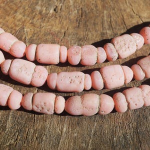 Pink Java Glass Beads (7x12mm) Light Pink Artisan Made Organic Shaped Beads (2887A678) Indonesian