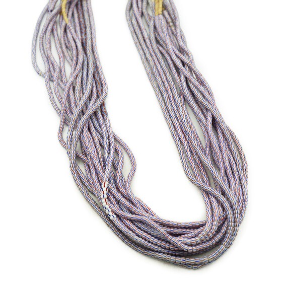 アフリカのヴィンテージビーズ ヴィンテージアフリカンブルーストライプガラスビーズ（3.5-4mm