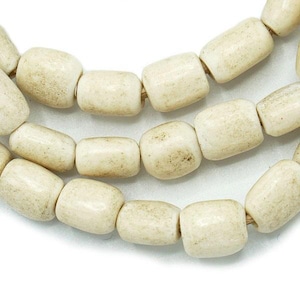 Small Natural White Bone Beads Made In Kenya (9x12mm) African Tribal Beads - Fair Trade Jewelry Making Supplies - Wholesale Beads (153A486) image 2