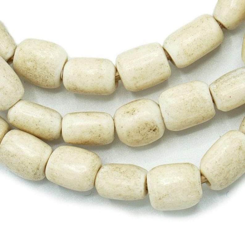 Small Natural White Bone Beads Made In Kenya (9x12mm) African Tribal Beads - Fair Trade Jewelry Making Supplies - Wholesale Beads (153A486) image 2