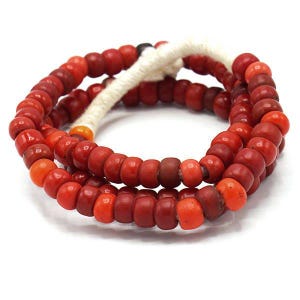 オールドレッドパドレアフリカ貿易ビーズ - 100年以上前のもの - アンティークエチオピア部族ビーズ - 卸売アフリカガラス - 1800年代 (146F018) アフリカ