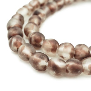 African Recycled Glass Plum Purple and Clear (10mm) African Fair Trade - Rustic Handmade Krobo Tribal Beads Made in Ghana (1429P104) Rustic