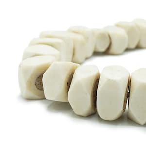 Large Natural White Bone Beads (19-26mm) Made in Kenya - Cow Bone - Tribal Boho Traditional Design Statement African Beads (1003A810) Bone