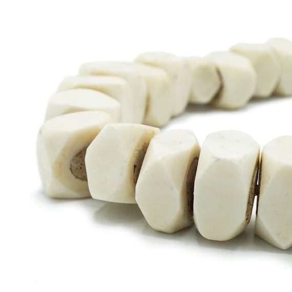 Large Natural White Bone Beads (19-26mm) Made in Kenya - Cow Bone - Tribal Boho Traditional Design Statement African Beads (1003A810) Bone