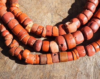 Ancient Mix of Excavated Jasper Beads from Mali (5-10mm) Djenne Rustic Tribal Trade Beads (3009E519) African