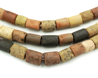 Afghani White Cream Stone Tube Beads (5mm) Newly Made from  Old Desert Stones and Naturally Dyed from Afghanistan (2281F284) Rustic