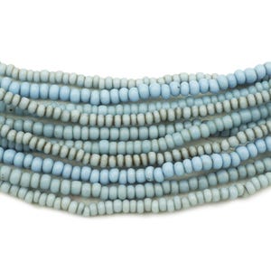 5 Strands of TINY African Ghana Glass beads (2-2.5mm) Mixed Tonal Light PALE Blue Green (Almost White) Vintage Beads (2446B515) Venetian