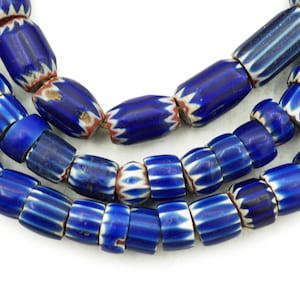 Old Blue Chevron Venetian African Beads (8-9mm) Vintage Aja Trade Beads Over 200 Yrs Old Tribal Antique Beads (2570G058) Venetian