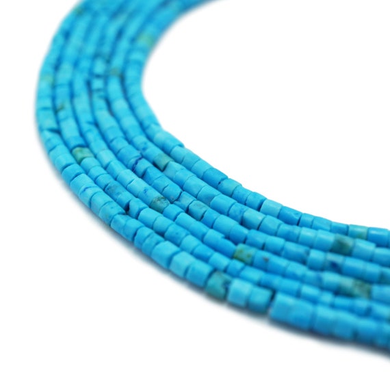3MM TURQUOISE GEMSTONE PASTEL BLUE ROUND TUBE HEISHI LOOSE BEADS 12/"