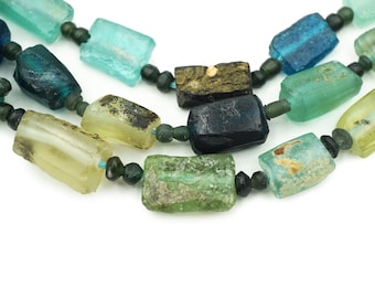 Afghan Ancient Roman Glass Beads (7-12mm) Square Shaped Full Strand Recycled Roman Glass Beads Afghanistan Wholesale (2083F452) Rustic