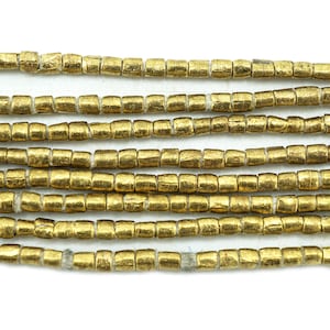 Petites perles éthiopiennes Heishi en laiton faites à la main (2 mm) en métal recyclé, perles africaines forgées à la main - recyclées - perles du commerce tribal (888F359) rustique