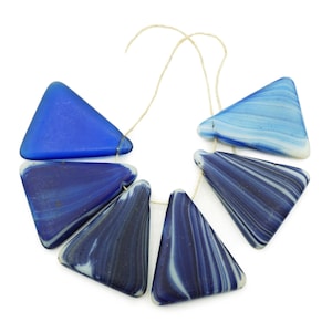 6 Large Antique Blue African "Wedding Beads" Triangle Shaped (28x35mm) Old 1920s Czech Trade Beads (2656G614) Rustic