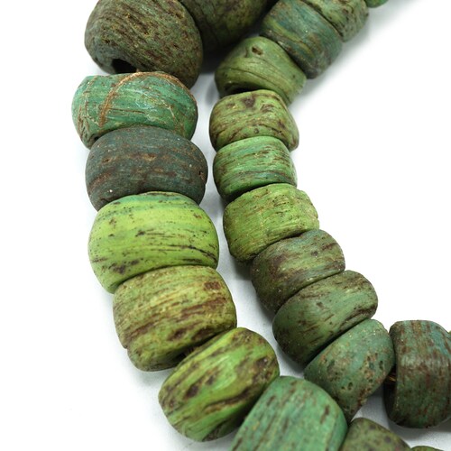50 Large Graduated Strand of Green Antique Hebron Kano shops African Beads (12-22mm) Ancient 200 years old African Tribal Trade Beads (983P145)