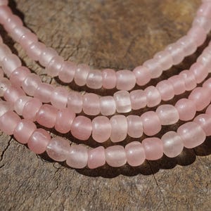 Soft Transparent Light Pink Java Glass Beads (3-6mm) Artisan Made Organic Shaped Round Beads (3109A278) Indonesian