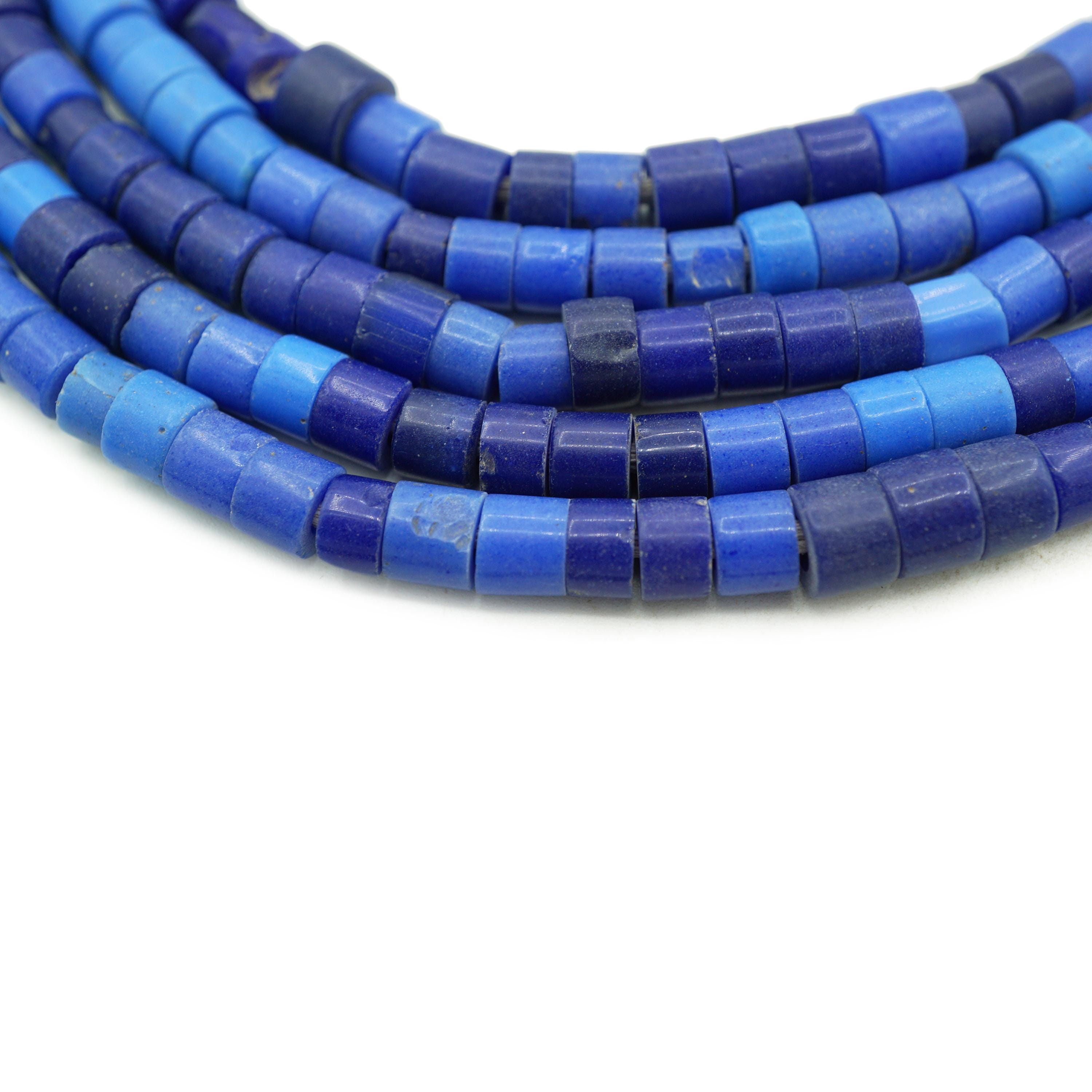 希少なヴィンテージブルーナイジェリアグンバビーズ（7-8mm