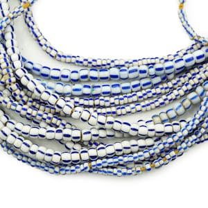 6 Strands of Mixed Striped African Ghana Glass beads (2.5-4mm) Mixed Striped Tribal Vintage Trade Beads (2567A215) Venetian
