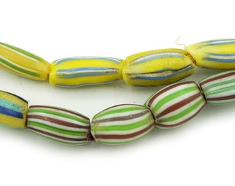 Vintage Yellow Striped Chevron Beads - Antique Venetian Trade Beads - Over 100 years old - Tribal African Beads (2256E79) Venetian