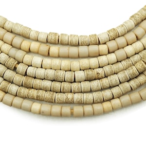 Vintage White Nigerian Goomba Beads (5mm) Aged Glass - Antique Old African Beads - Porcelain Glass - Wholesale Trade Beads (2611B315) Rustic