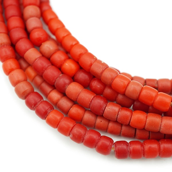 Vintage Matte Red Kenya Turkana and Maasai Beads (5mm) African Trade Beads Rustic Old Tribal Glass Trade Beads Wholesale (1627F578) African