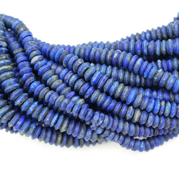 Lapis Lazuli Afghani Heishi Sliced Beads (5mm) Saucer Small Genuine Lapis Gemstone Made in Afghanistan Wholesale (1684F582) Heishi