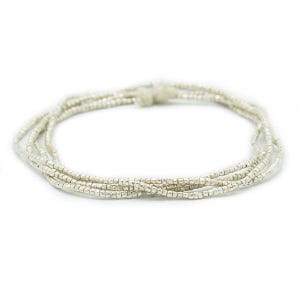 Tiny Handmade Heishi Ethiopian Beads (1.5mm) - Recycled Metal Hand-forged African Beads - Upcycled - Tribal Trade Beads (85F052) Silver image 2