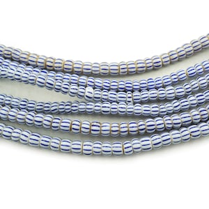 Small Vintage African Blue & White Striped Glass Beads (3-4mm) Mixed African Ghana Tribal Trade Beads (2490A318) Rustic
