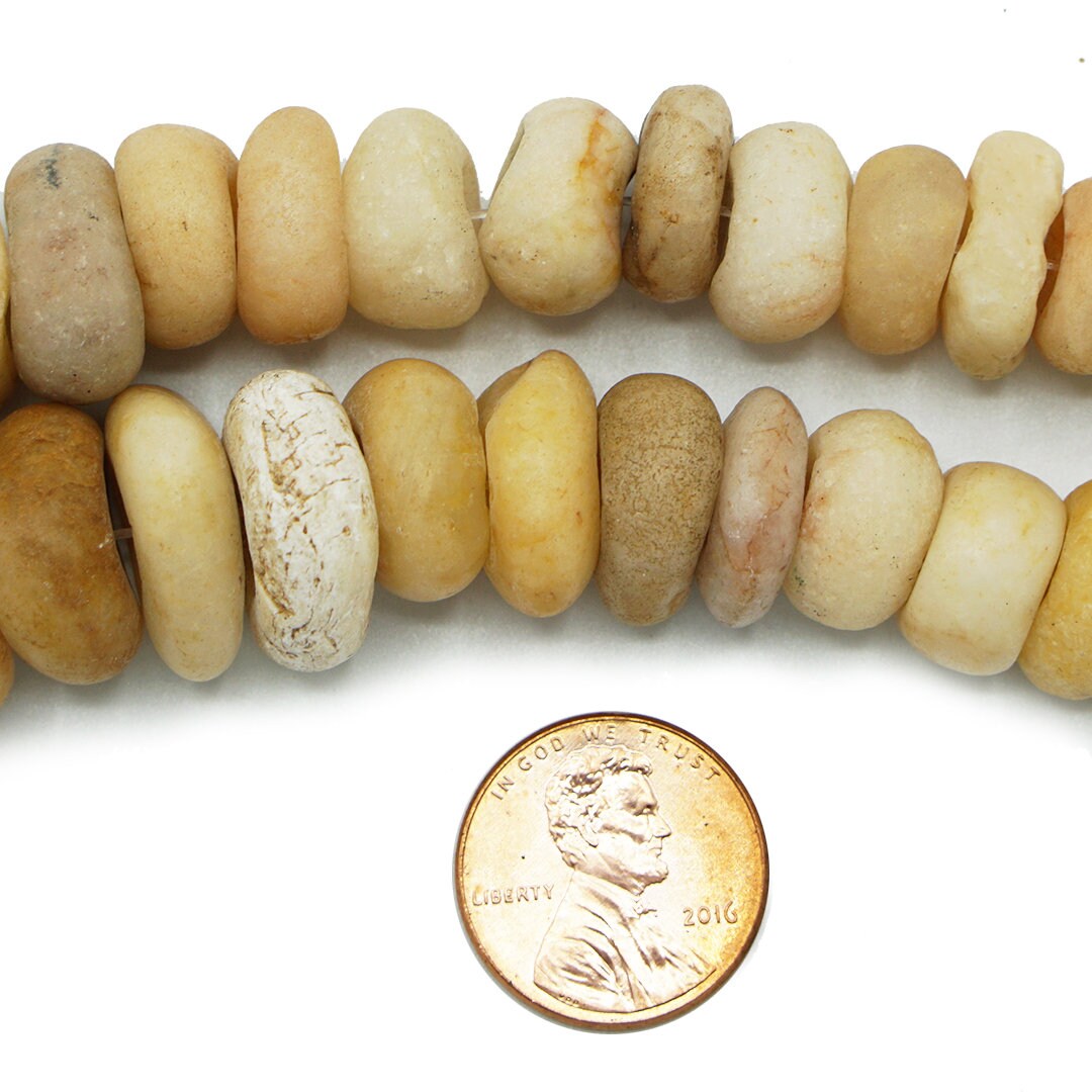 Anciennes Perles Biconiques En Quartz Du Mali - 11 Mm Orange - Brin De 26 Pouces - Fait Main - Neuf