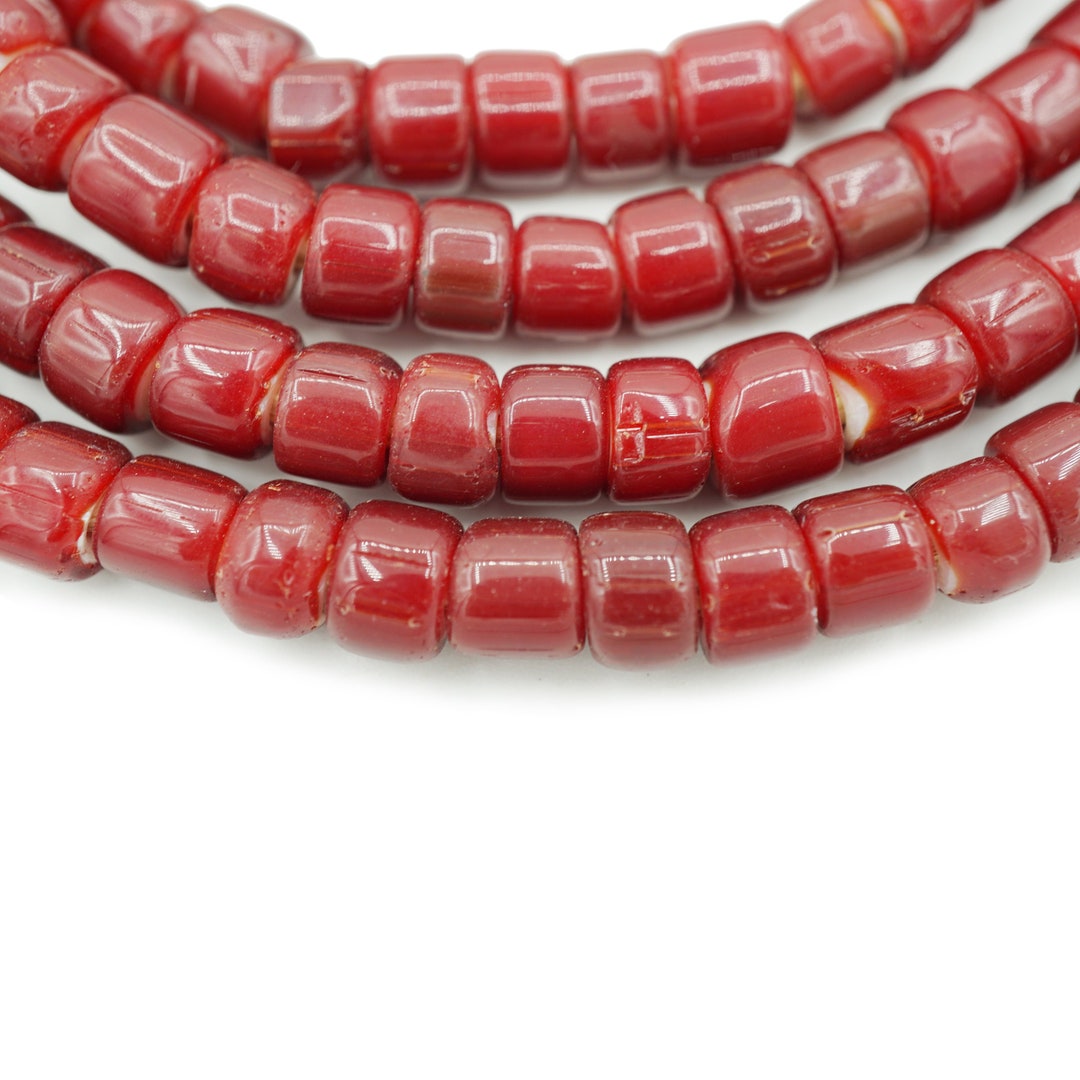 Large Red White Heart Beads 89mm Tonal Red Glass Beads Made in India