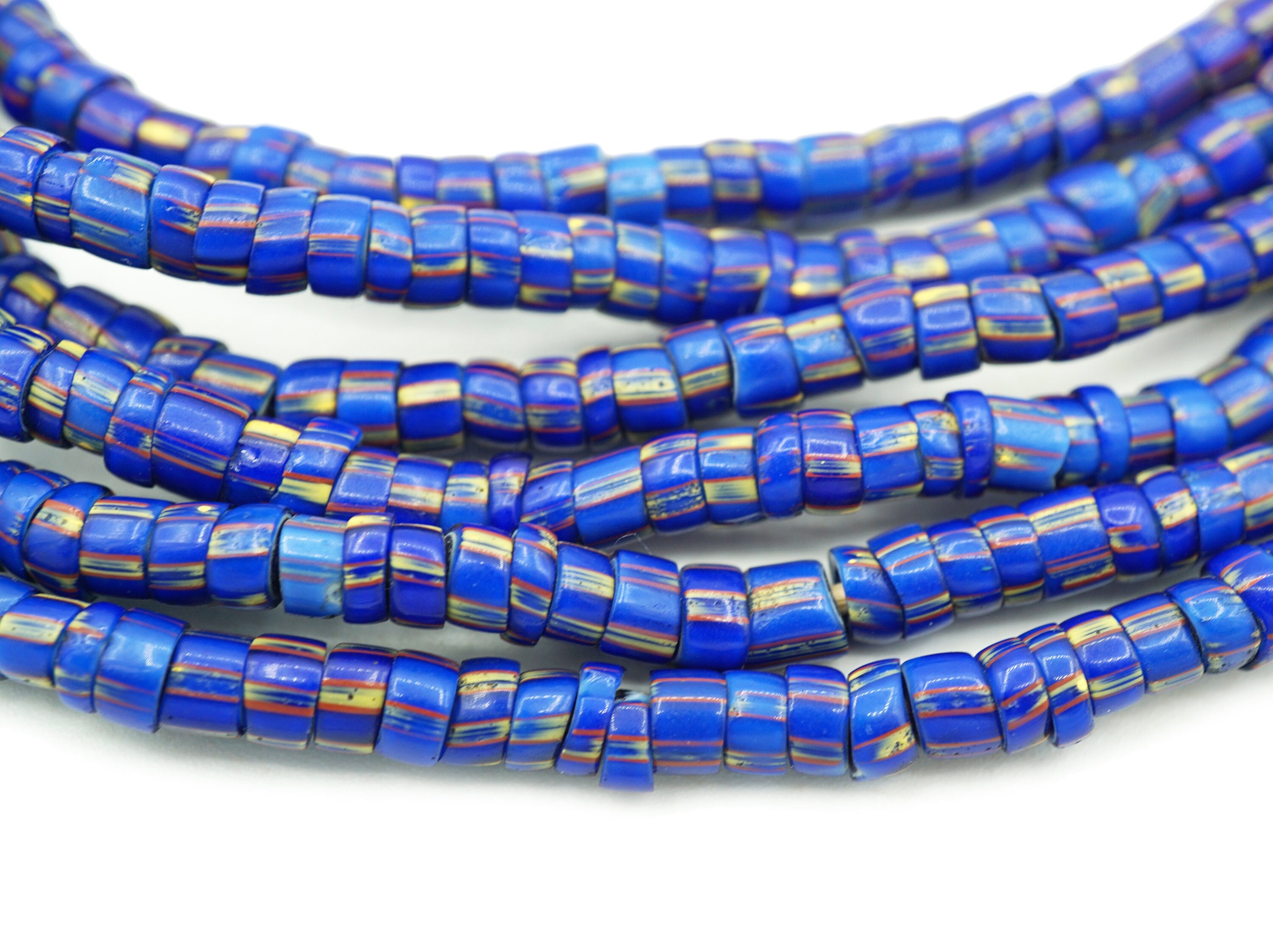 Perle Chevron Millefiori Murano Venise Rare - Occasion - Perle Artisanale Verre Italien - Collecteur Bijoux Vintage