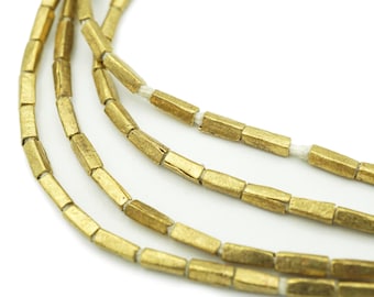 Small Brass Metal Rectangular Ethiopian Beads (2mm) Tiny Recycled Metal African Beads - Upcycled - Tribal Trade Beads (1523F135) African